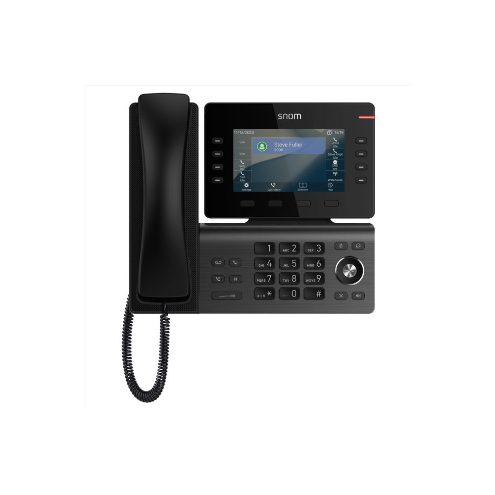 Snom D812 Desk Telephone, 5' color LCD Screen with 8 SIP accounts, GigE ethernet switch, and 1 USB port, 8 (28) Self-Labeling Keys, PoE, 3Y Warranty - Image 1