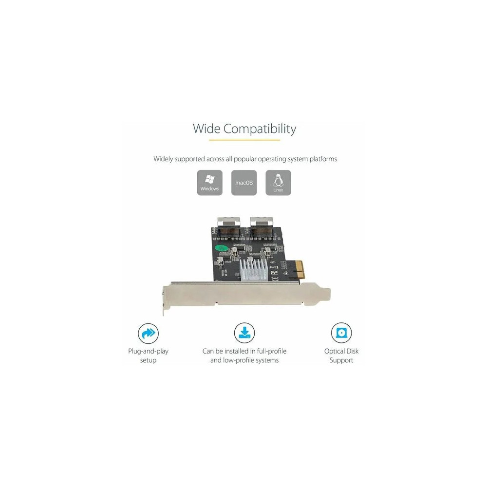 StarTech 8P6G-PCIE-SATA-CARD SATA Controller - Serial ATA/600 - PCI Express 2.0 x4 - Plug-in Card - 2 SFF-8087 (36 Pin, Internal Mini-SAS) - 8 Total SATA Port(s) - 8 SATA Port(s) Internal - PC, Mac, Linux - Windows 7, Windows 8, Windows 8.1, Win - Image 4
