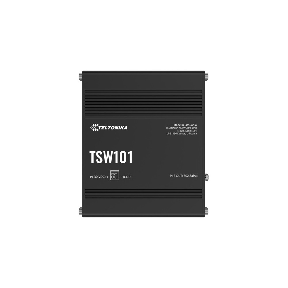 Teltonika TSW101000000 TSW101 Automotive POE+ Switch, 4x PoE Ports, 5 x Gigabit Ethernet Ports with speeds of up to 1000 Mbps, PSU excluded - Image 1