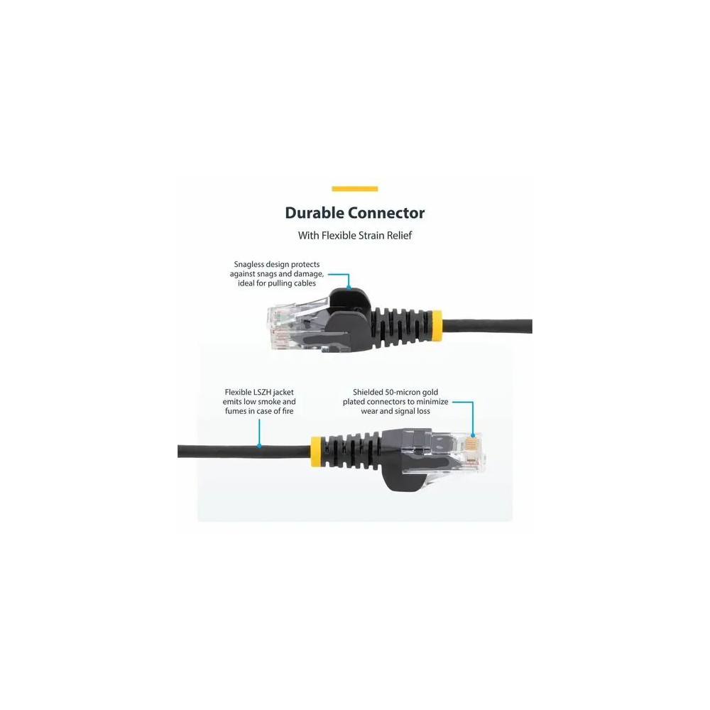 StarTech N6PAT300CMPLS 3m Purple Slim CAT6 Ethernet Cable, Snagless RJ45, UTP, LSZH, 28AWG Pure Bare Copper, Slim Network Patch Cord - Slim UTP Cat6 Cable supports 10Gbps and 100W PoE; Ideal for crowded installations; 36% slimmer for improved ai - Image 4