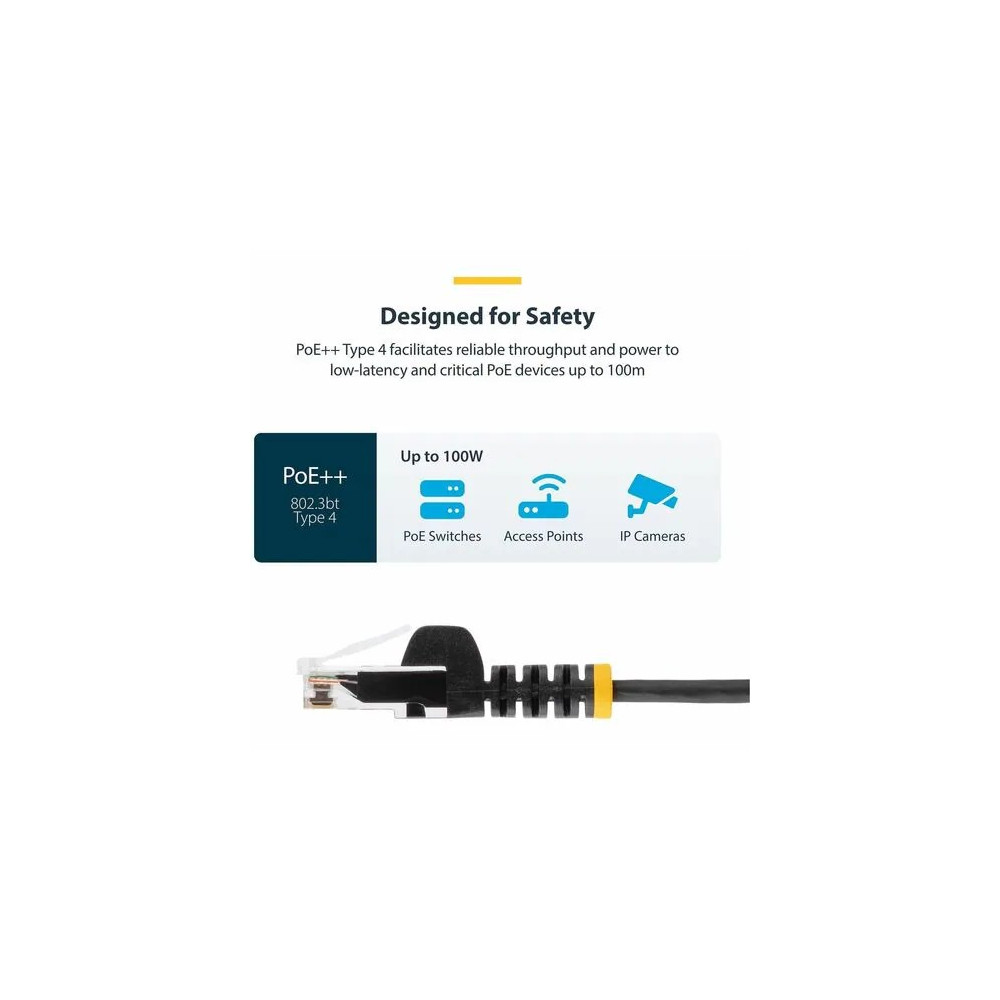StarTech N6PAT300CMPLS 3m Purple Slim CAT6 Ethernet Cable, Snagless RJ45, UTP, LSZH, 28AWG Pure Bare Copper, Slim Network Patch Cord - Slim UTP Cat6 Cable supports 10Gbps and 100W PoE; Ideal for crowded installations; 36% slimmer for improved ai - Image 6