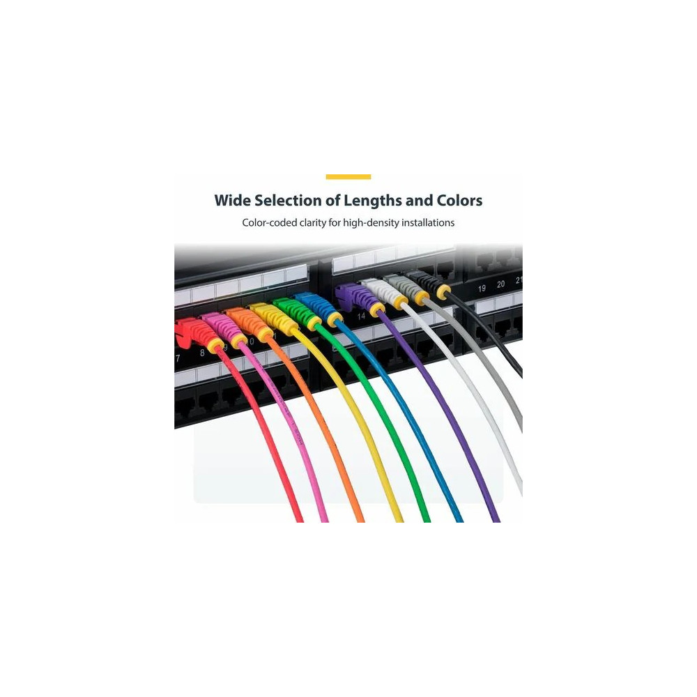 StarTech N6PAT300CMPLS 3m Purple Slim CAT6 Ethernet Cable, Snagless RJ45, UTP, LSZH, 28AWG Pure Bare Copper, Slim Network Patch Cord - Slim UTP Cat6 Cable supports 10Gbps and 100W PoE; Ideal for crowded installations; 36% slimmer for improved ai - Image 7