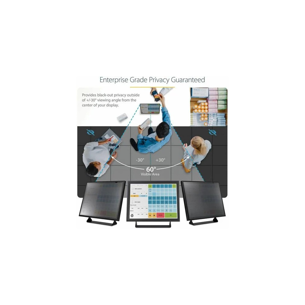 StarTech 1754-PRIVACY-SCREEN 17-inch 5:4 Computer Monitor Privacy Filter, Anti-Glare Privacy Screen w/51% Blue Light Reduction, +/- 30 deg. View Angle - 17" 5:4 Computer Monitor Privacy Filter, Anti-Glare Privacy Screen w/51% Blue Light Reductio - Image 3