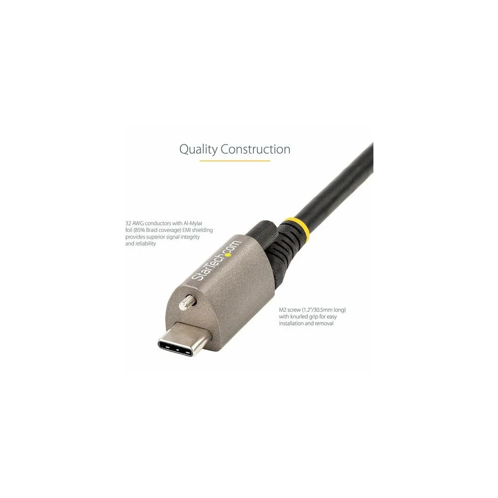 StarTech USB31CCTLKV50CM 50CM (20IN) USB-C CABLE, TOP SCREW LOCKING, USB 10GBPS, 100W (5A) POWER DELIVERY, - Image 6