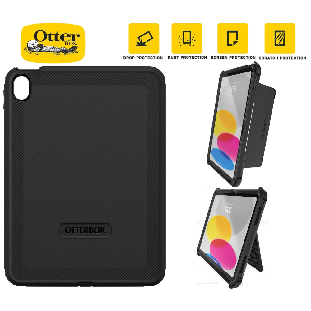 Otterbox 77-89953 Rugged Defender Apple iPad (11') (A16) (11th Gen) / iPad (10.9') (10th Gen) Kickstand Case Black - , 7 Years Warranty - Image 1