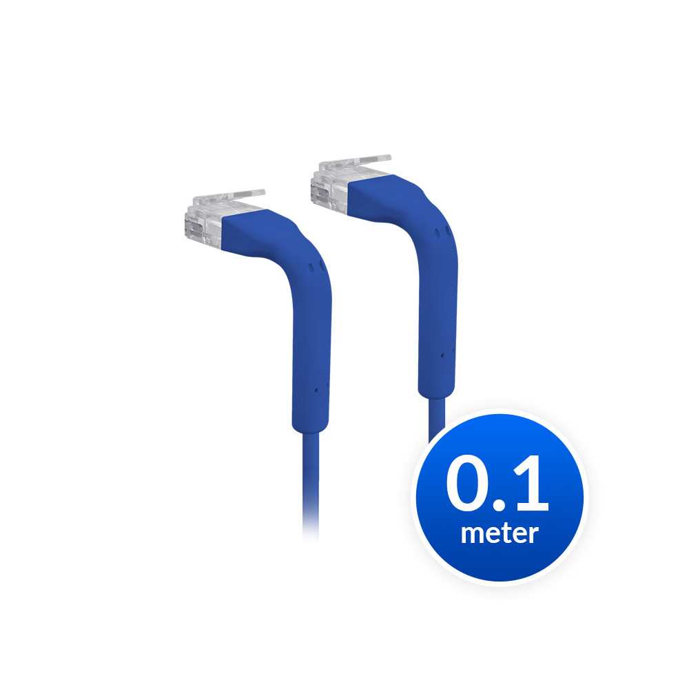 Ubiquiti U-CABLE-PATCH-RJ45-BL UniFi Patch Cable Single Unit, 0.1m, Blue, Both End Bendable to 90 Degree, RJ45 Ethernet Cable, Cat6, Ultra-Thin 3mm Diameter - Image 1