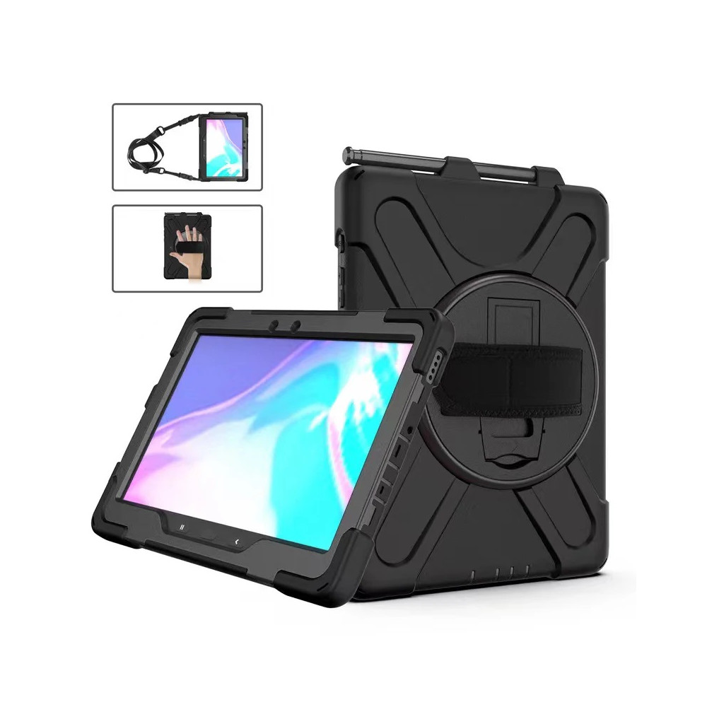 USP HDTA4P Rugged Samsung Galaxy Tab Active5 Pro/Tab Active4 Pro/Tab Active Pro (10.1') Case Black- Built-in-Kickstand,Hand & Shoulder Strap,5 Years Warranty - Image 1