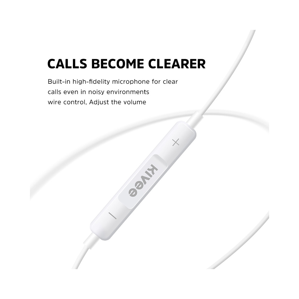 KIVEE 6941256101773 KV-MT30 Wired Half In Ear Lightning Interface HiFi Stereo Earphones with Mic1.2M White - Image 4