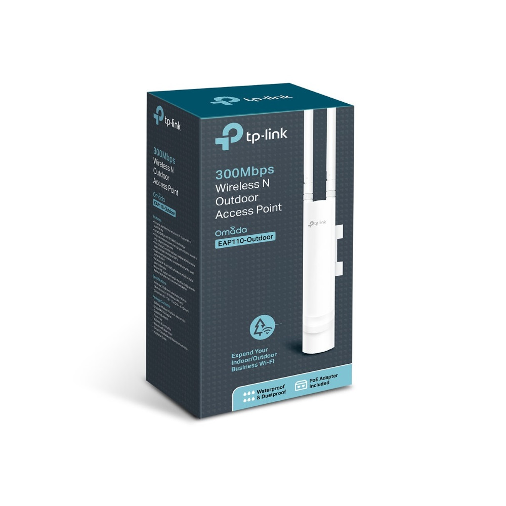 TP-LINK EAP110-OUTDOOR EAP110 Outdoor Omada 300Mbps Wireless N Outdoor Access Point 1xRJ45 Passive PoE 2*5dBi External Omni waterproof Antenna Pole/Wall Mount - Image 1