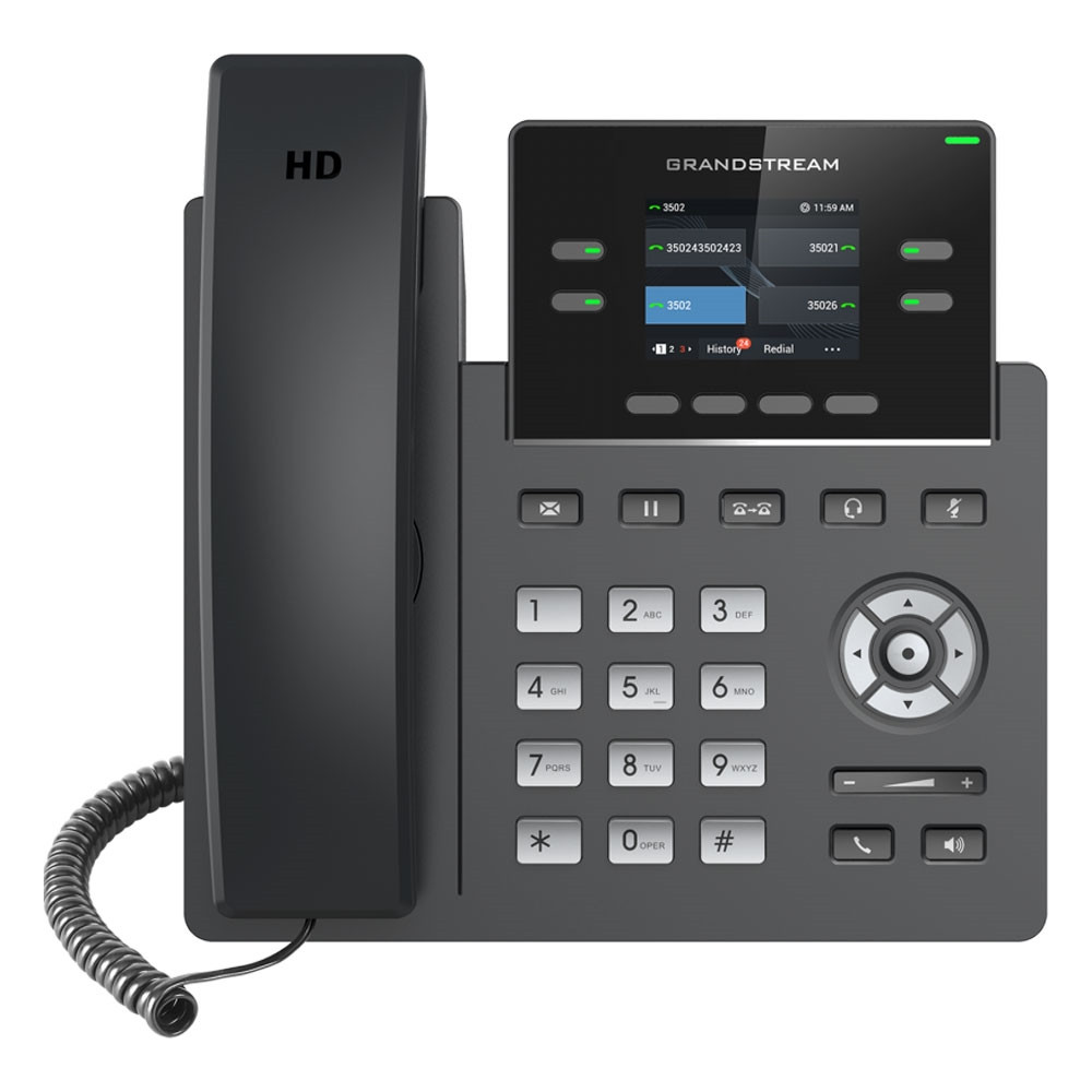 Grandstream GRP2612G Carrier Grade 4 Lines, 4 SIP Accounts, 5-way audio conference, 2.4 inch Color LCD (320x240), HD Audio - Image 1