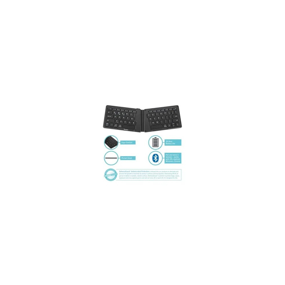 Targus AKF003US Wireless Folding Keyboard - Antimicrobial - Bluetooth - US - Image 4