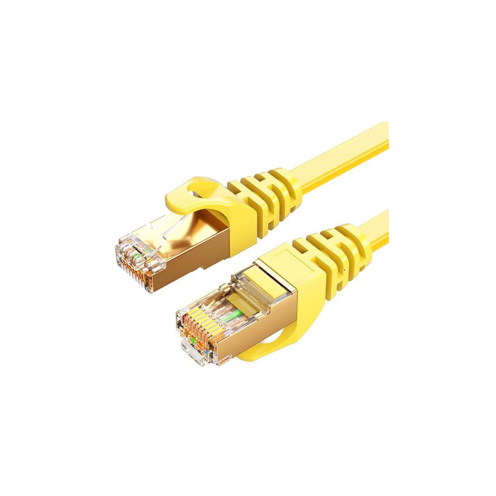 8ware CAT7-F-5YEL CAT7 Cable 5m - Yellow Color RJ45 Ethernet Network LAN UTP Patch Cord Snagless Flat cable - Image 1