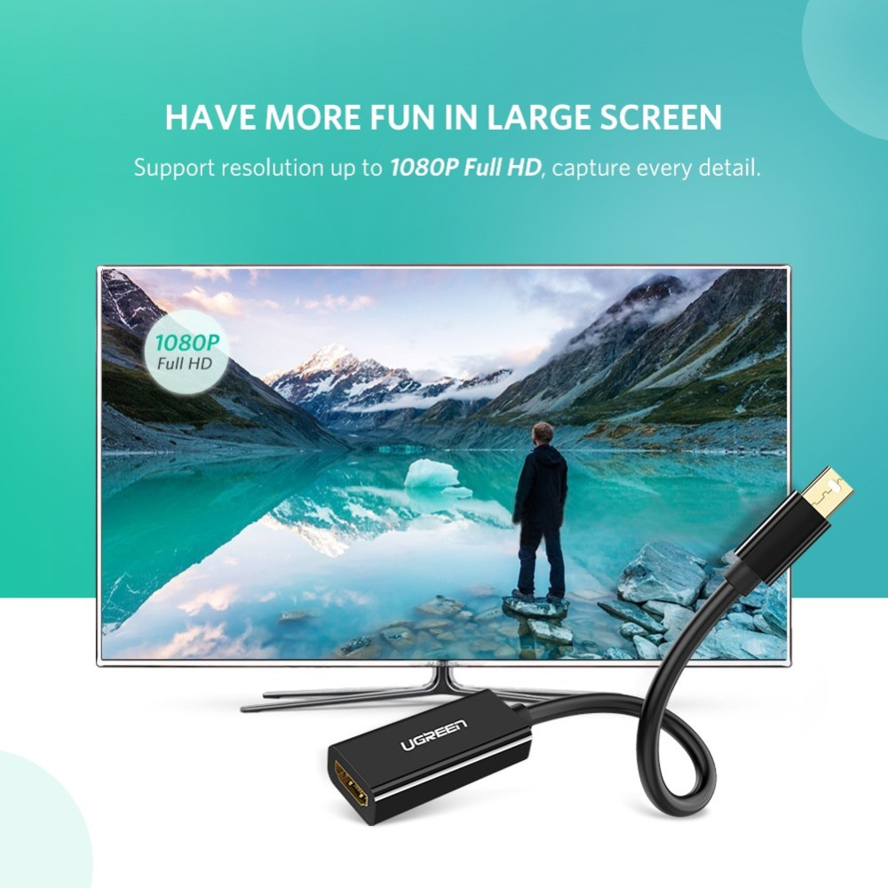 UGREEN 6957303814619 10461 mini DP male to HDMI female converter cable Black - Image 3