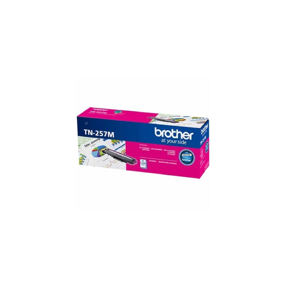 Brother TN-257M Magenta High Yield Toner Cartridge to Suit - HL-3230CDW/3270CDW/DCP-L3015CDW/MFC-L3745CDW/L3750CDW/L3770CDW (2,300 Pages) - Image 1