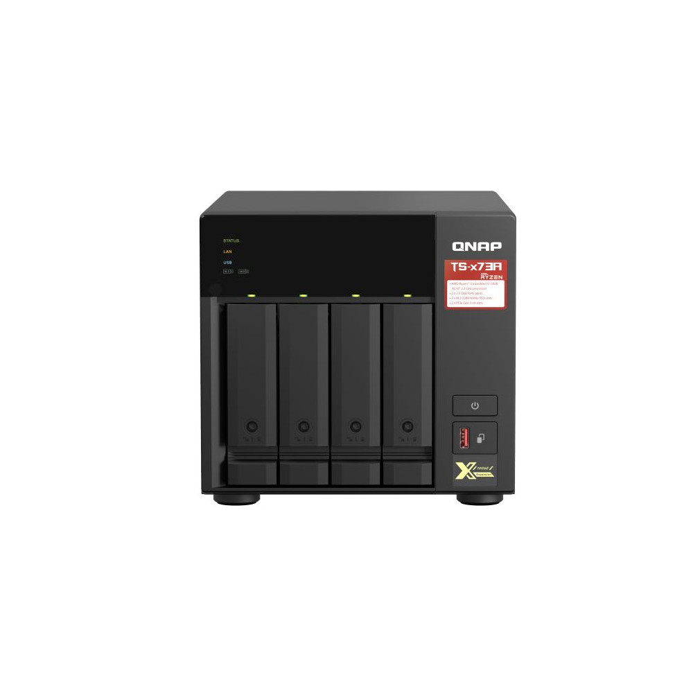 QNAP TS-473A-8G 4-BAY NAS, 3.5"(0/4), AMD QC-2.2GHz, 8GB, 2.5GbE(2), M.2(2), PCIe, TWR, 3YR WTY - Image 1