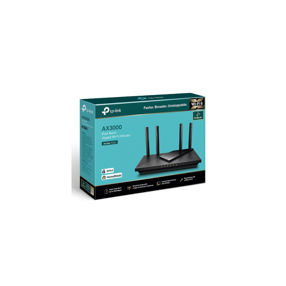 TP-LINK ARCHER AX55 ARCHER AX3000 WI-FI 6 DUAL-BAND ROUTER, EASYMESH, GbE(4), 3YR - Image 1