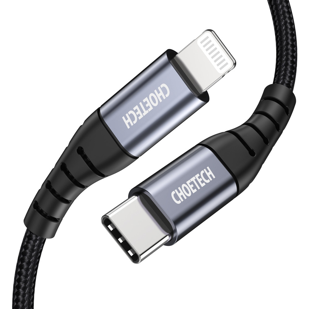 Choetech 6971824975925 IP0042 MFI USB-C to Lightning Braided Cable 3M Black - Image 3