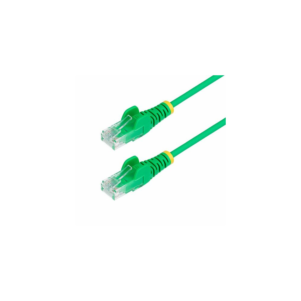 StarTech N6PAT7MGNS 7m Green Slim CAT6 Ethernet Cable, Snagless RJ45, UTP, LSZH, 28AWG Pure Bare Copper, Slim Network Patch Cord - Slim UTP Cat6 Cable supports 10Gbps and 100W PoE; Ideal for crowded installations; 36% slimmer for improved airflo - Image 2