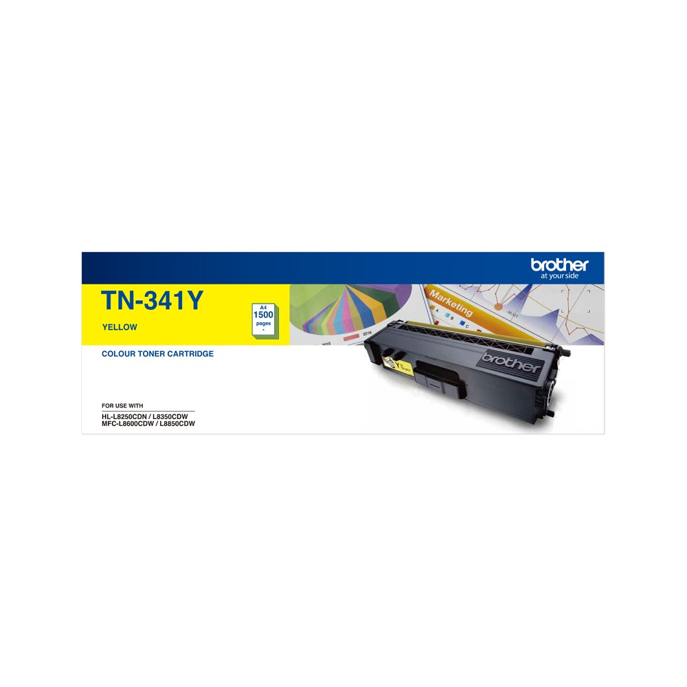 Brother TN-341Y Colour Laser Toner-Standard Yellow HL-L8250CDN/8350CDW MFC-L8600CDW/L8850CDW - 1500Pages - Image 1