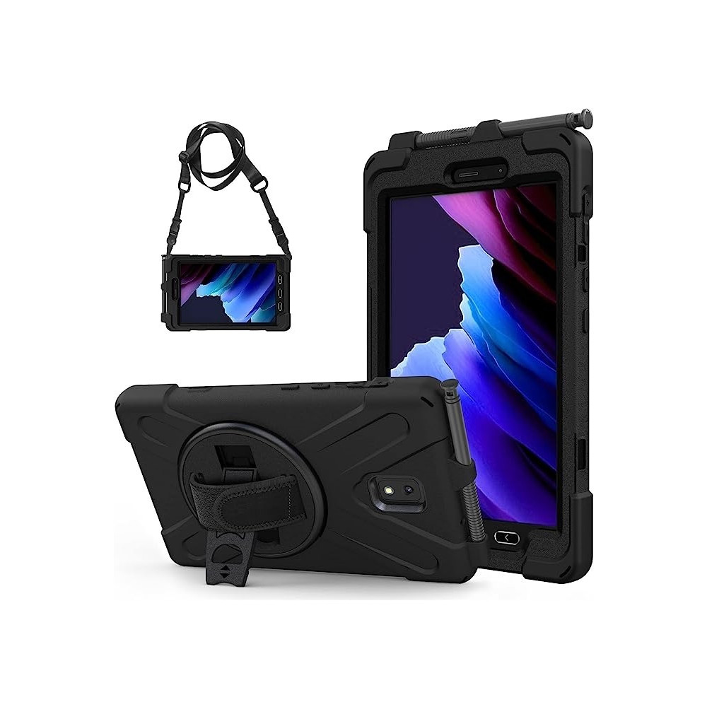 USP HDTACTIVE5 Rugged Samsung Galaxy Tab Active5/Tab Active3 (8') Case Black - Built-in-Kickstand, Hand & Shoulder Strap, DropProof,5 Years Warr - Image 1