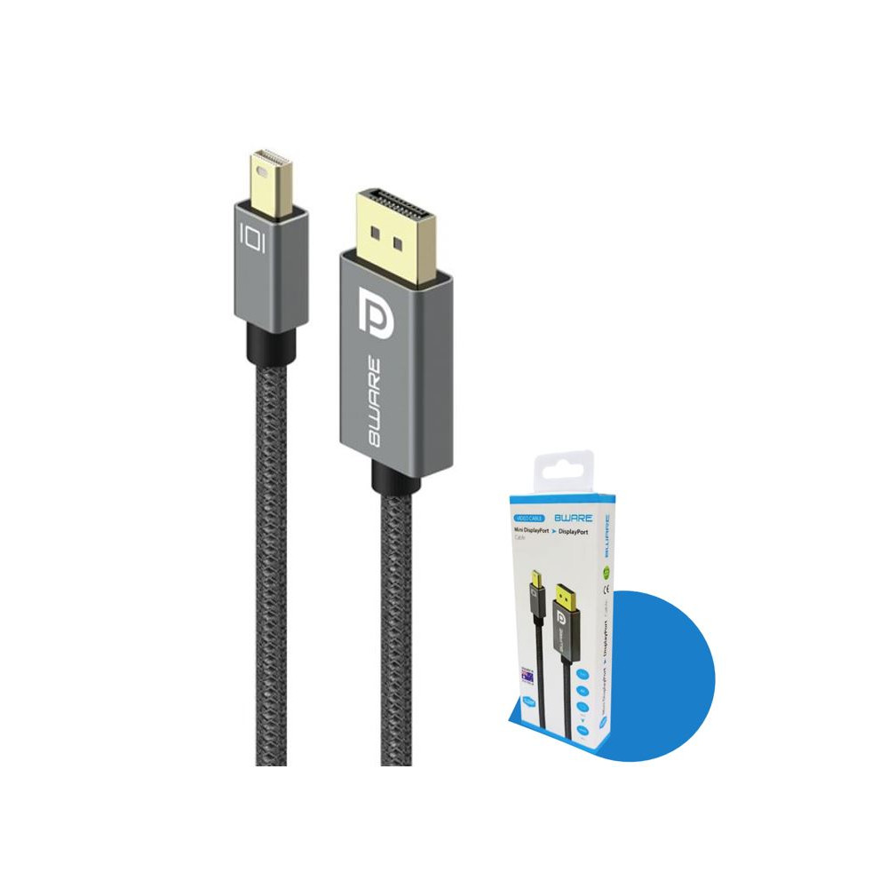 8ware 8W-MDPDP Pro Series 4K 1M 60Hz Mini DisplayPort Male to DisplayPort Male cable high quality Premium connectors support MST monitor (Retail package) - Image 1