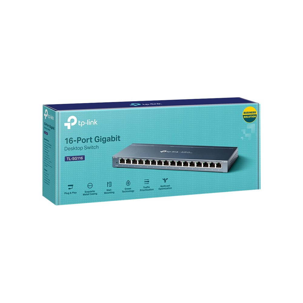 TP-LINK TL-SG116 16-PORT UNMANAGED GIGABIT SWITCH, METAL CASE, 5YR - Image 2