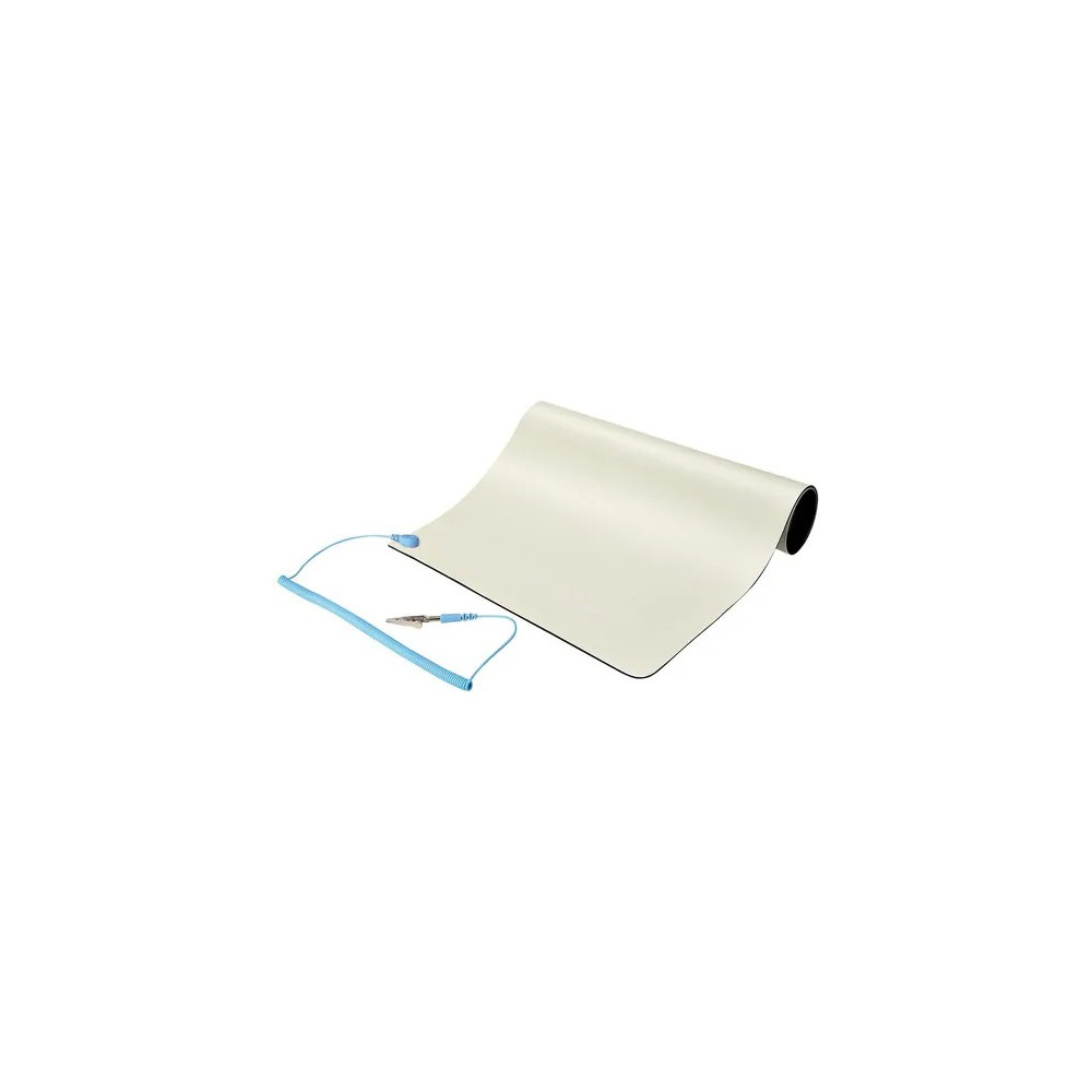 StarTech SM-ANTI-STATIC-MAT 11x18in Anti Static Mat, ESD Mat for Electronics Repair on Tables or Desks, Flexible Work Pad, Detachable Grounding Wire - 600 mm Length x 1200 mm Width - Rectangular - Polyvinyl Chloride (PVC), PVC Foam - Beige - Image 1
