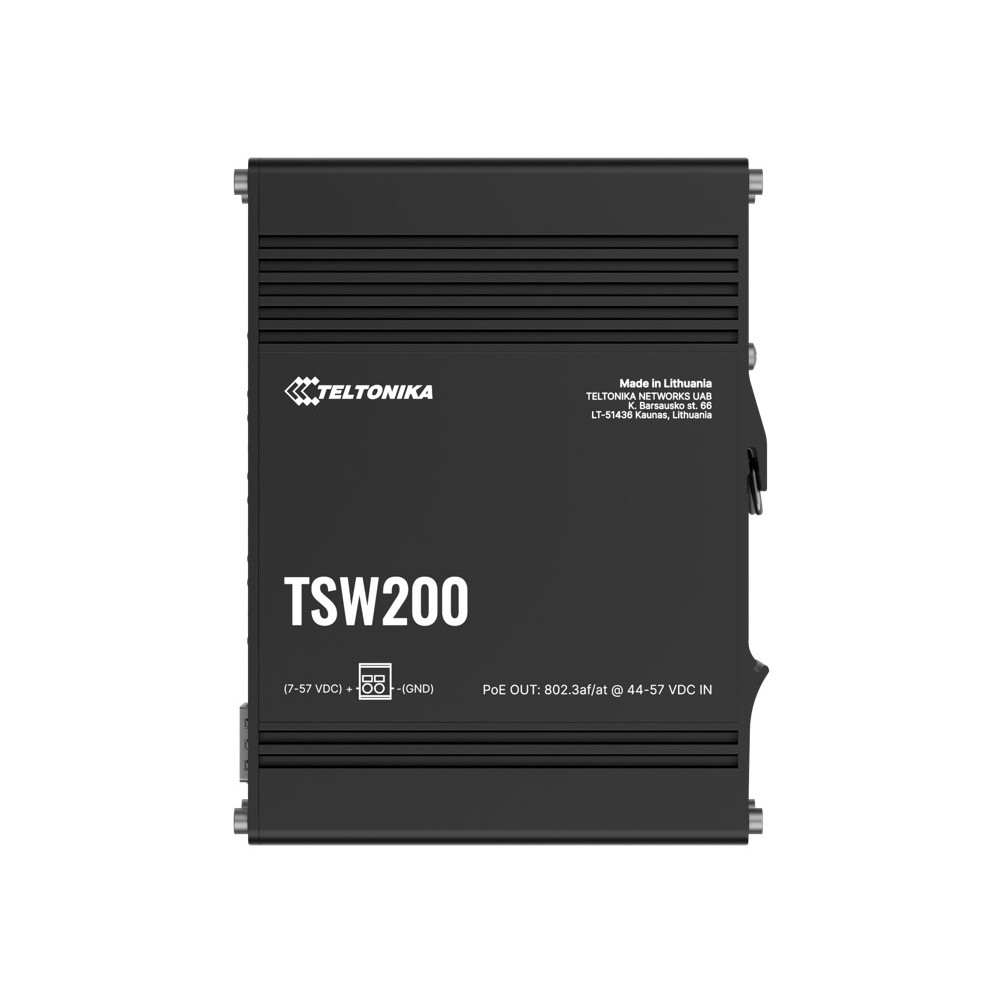 Teltonika TSW2000000B0 TSW200 Industrial PoE+ Ethernet Switch, 2x SFP Ports, 8x PoE+ Ports with speeds up to 1000 Mbps, Power Up to 240 W, PSU excluded - Image 1