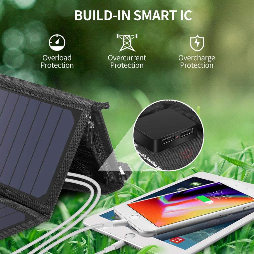 Choetech 6971824970470 SC001 Solar Panel 19W Portable Charger SunPower Panels Dual USB Charger for Camping, RV, Outdoors - Image 1