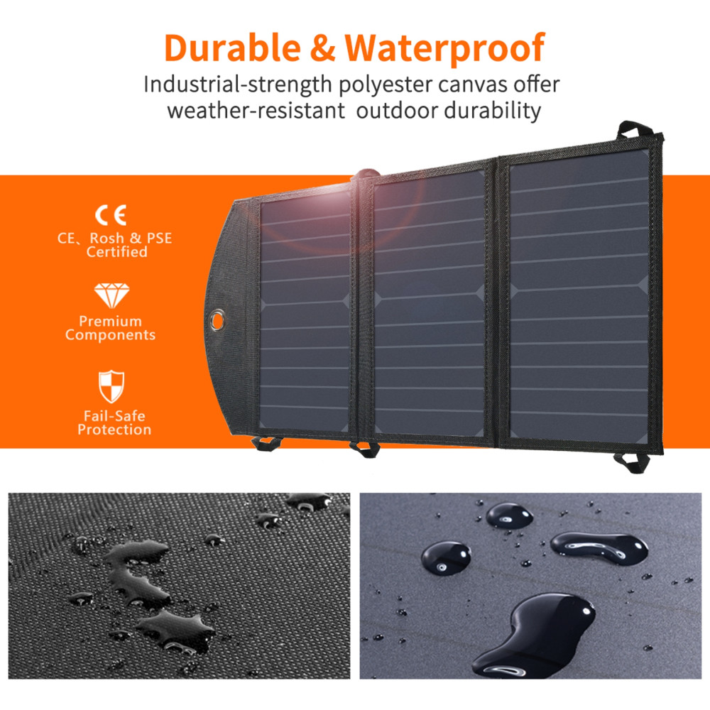 Choetech 6971824970470 SC001 Solar Panel 19W Portable Charger SunPower Panels Dual USB Charger for Camping, RV, Outdoors - Image 7