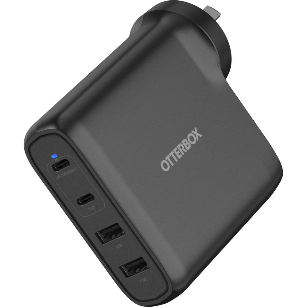 Otterbox 78-81355 100W Four Port USB-C (Type I) PD Fast GaN Wall Charger - Black , Dual USB-C (100W+18W), Dual USB-A (12W), 2 Years Warranty - Image 1