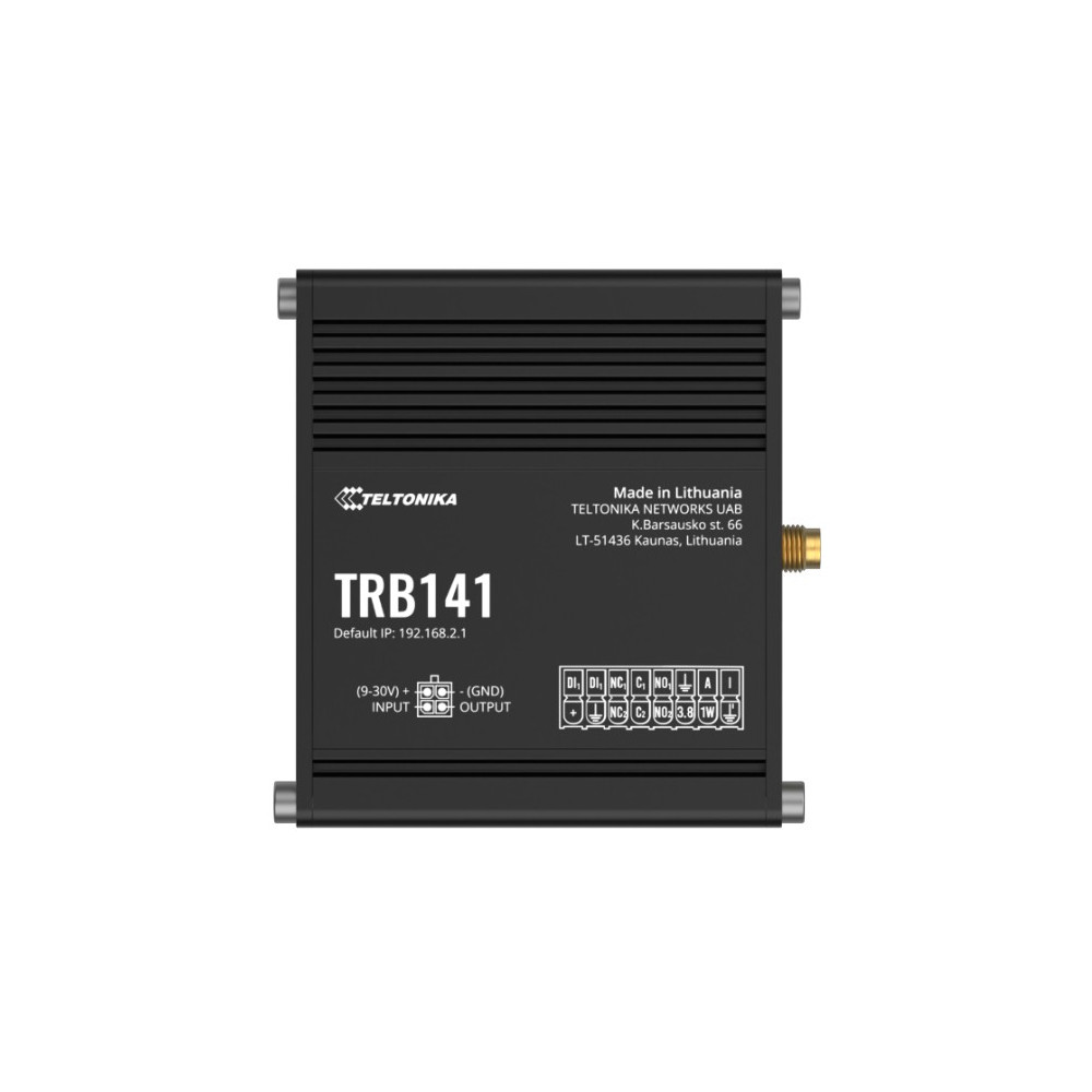 Teltonika TRB141106000 TRB141 Industrial Rugged GPIO LTE Gateway, 4G/LTE (Cat 1), I/O Connector Block, Micro-USB, Compatible with Industrial DNP3, PSU included - Image 1