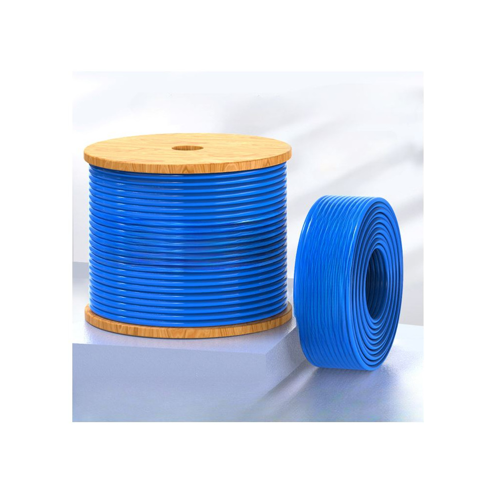 8ware CAT6A-EXT350BLUSH 350m CAT6A Ethernet 24AWG 30V LAN Stranded Core Cable Roll Bare Copper Twisted Core PVC Jacket on Reel Box Blue >305m - Image 1