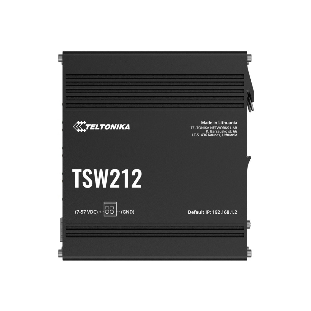 Teltonika TSW212000000 TSW212 Managed Ethernet Switch, L2 with additional L3 Features, Supports Profinet, 8 x Gigabit Ethernet Ports, 2 x SFP Ports, PSU excluded - Image 1