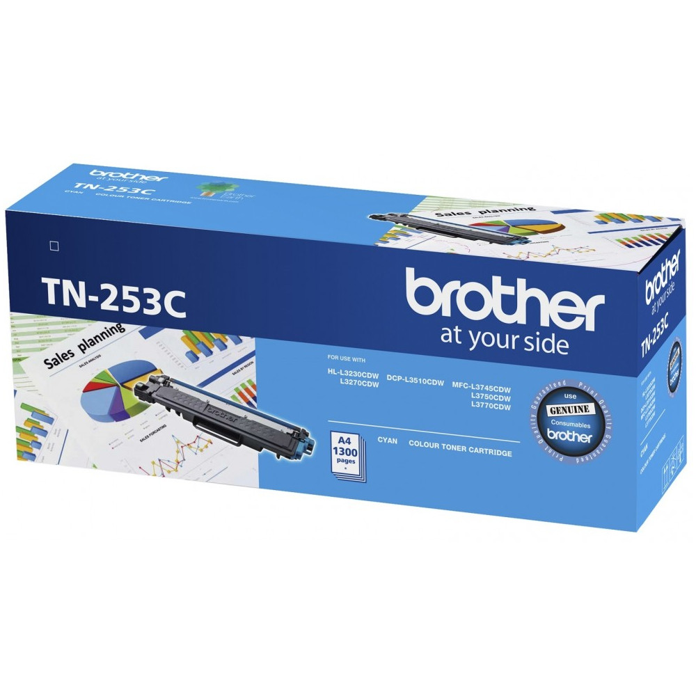 Brother TN-253C Cyan Toner Cartridge to Suit - HL-3230CDW/3270CDW/DCP-L3015CDW/MFC-L3745CDW/L3750CDW/L3770CDW (1,300 Pages) - Image 1