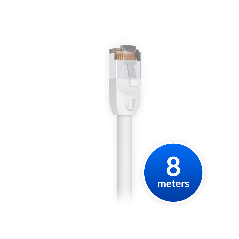 Ubiquiti UACC-CABLE-PATCH-OUTDOOR-8M-W UniFi Patch Cable Outdoor 8M White, Single Unit, All-weather, RJ45 Ethernet Cable, Category 5e - Image 1