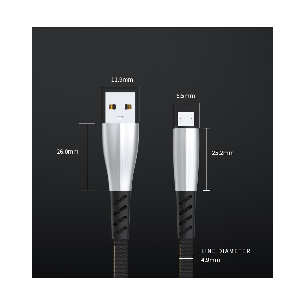 KIVEE 6971239575611 CB103 8 Pin connector fast Charging cable 1M Black/Silver - Image 3