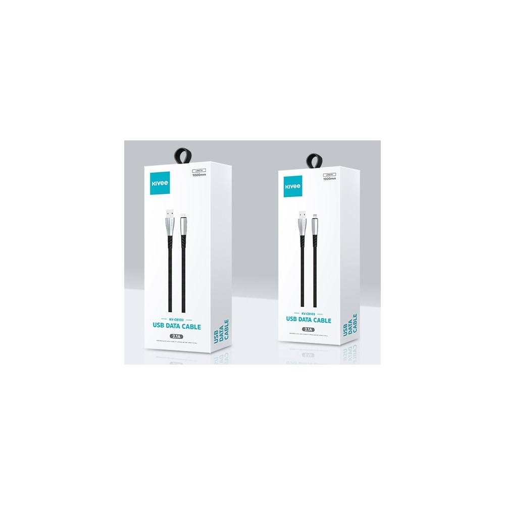 KIVEE 6971239575611 CB103 8 Pin connector fast Charging cable 1M Black/Silver - Image 5