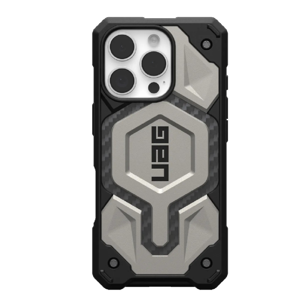 UAG 114456113636 Monarch Pro MagSafe Apple iPhone 16 Pro (6.3') Rugged Case - Titanium , 25ft. Drop Protection(7.6M), 10 Years Warranty - Image 1