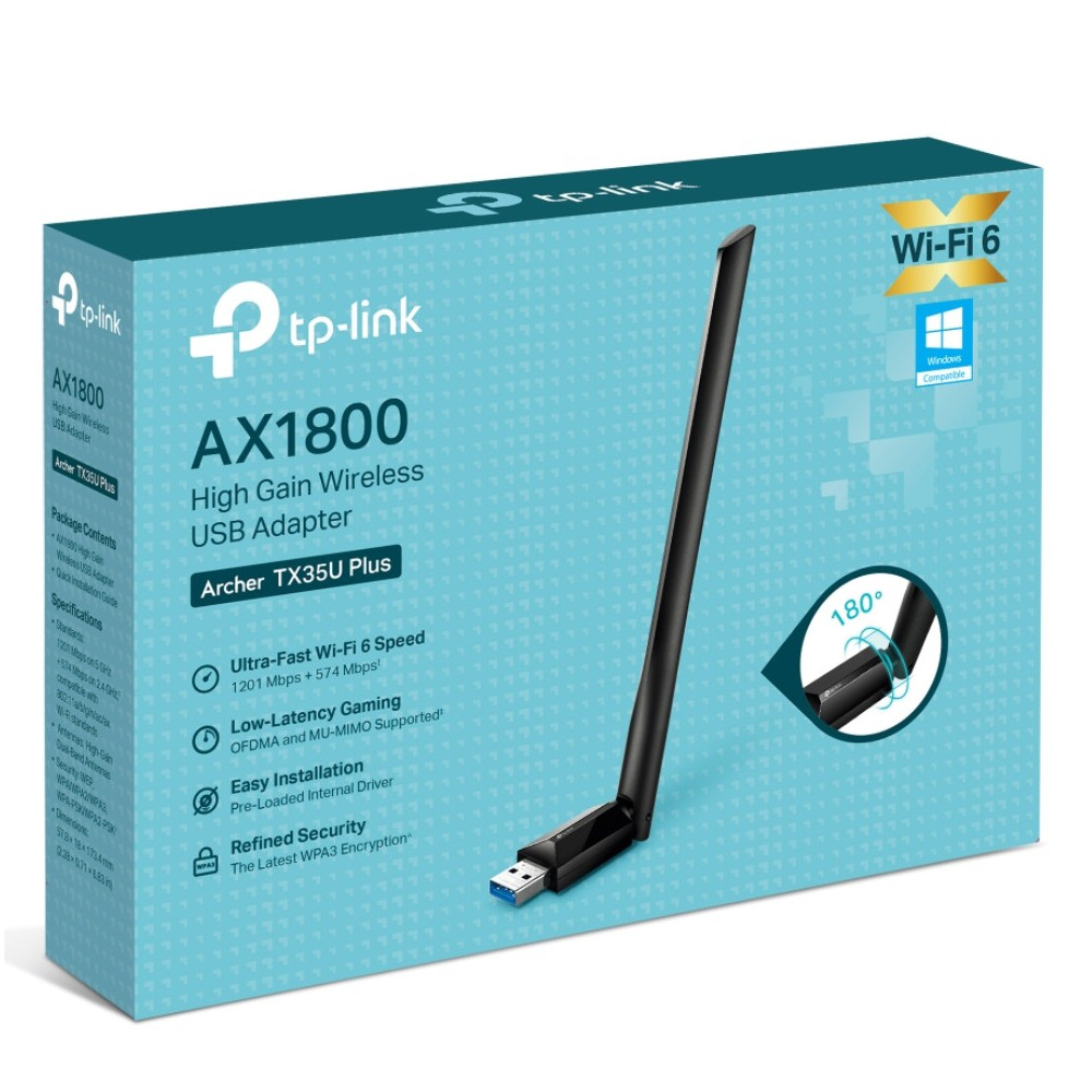 TP-LINK ARCHER TX35U PLUS ARCHER AX1800 WI-FI 6 DUAL-BAND USB 3.0 ADAPTER, HIGH GAIN, 3YR - Image 1